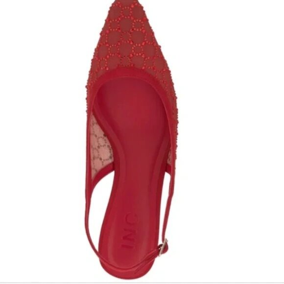 INC Gemini Mid Heel Slingback Pumps Red Mesh Size 7 MSRP $79 - Picture 2 of 4
